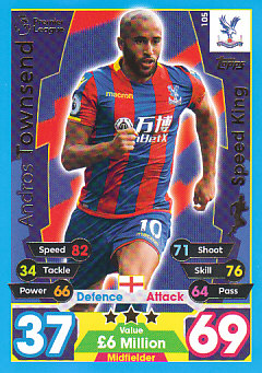 Andros Townsend Crystal Palace 2017/18 Topps Match Attax Speed King #105